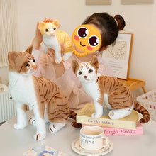 Load image into Gallery viewer, Realistic Brown Tabby and White Cat Plush Toy - Lifelike Sitting Pose-5
