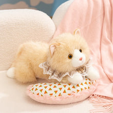 Load image into Gallery viewer, Realistic Cream &amp; White Persian Cat Stuffed Animal - Darling Lace Collar Kitty