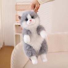 Load image into Gallery viewer, Realistic Gray and White Cat Plush Toy - Fluffy Sitting Cat Stuffed Animal-6