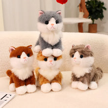 Load image into Gallery viewer, Realistic Grey and White Cat Stuffed Animal Plush Toy - Small Size - Sitting Pose-Cats-Stuffed Animal-12
