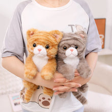 Load image into Gallery viewer, Realistic Grey and White Tabby Cat Plush Toy - Adorable Standing Curious Cat