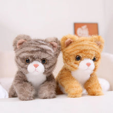 Load image into Gallery viewer, Realistic Grey and White Tabby Cat Plush Toy - Adorable Standing Curious Cat