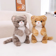 Load image into Gallery viewer, Realistic Grey and White Tabby Cat Plush Toy - Adorable Standing Curious Cat