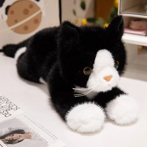 Realistic Hug Me Black and White Cat Stuffed Animal Plush Toys-black and white-45cm-1