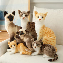 Load image into Gallery viewer, Realistic Lifelike Brown White Tabby Cat Stuffed Animal Plush Toys-2