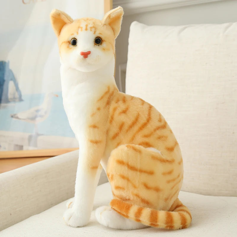 Realistic Lifelike Orange White Tabby Cat Stuffed Animal Plush Toys