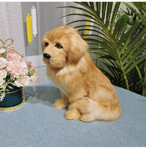 Realistic Lifelike Sitting Golden Retriever Stuffed Animal with Real Fur-Stuffed Animals-Golden Retriever, Home Decor, Stuffed Animal-11