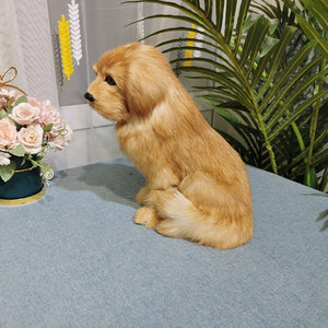 Realistic Lifelike Sitting Golden Retriever Stuffed Animal with Real Fur-Stuffed Animals-Golden Retriever, Home Decor, Stuffed Animal-4