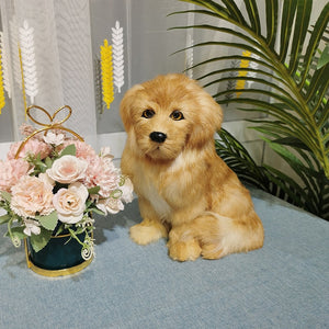 Realistic Lifelike Sitting Golden Retriever Stuffed Animal with Real Fur-Stuffed Animals-Golden Retriever, Home Decor, Stuffed Animal-5