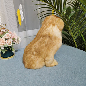 Realistic Lifelike Sitting Golden Retriever Stuffed Animal with Real Fur-Stuffed Animals-Golden Retriever, Home Decor, Stuffed Animal-7
