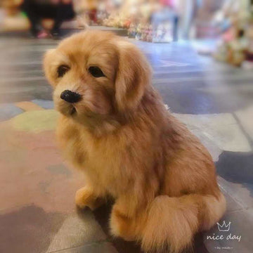 Realistic Lifelike Sitting Golden Retriever Stuffed Animal With Real Fur 360x