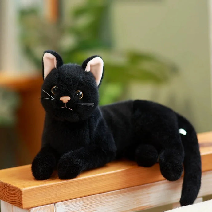 Realistic Loaf Stretch Black Cat Stuffed Animal Plush Toy-black-30cm-1
