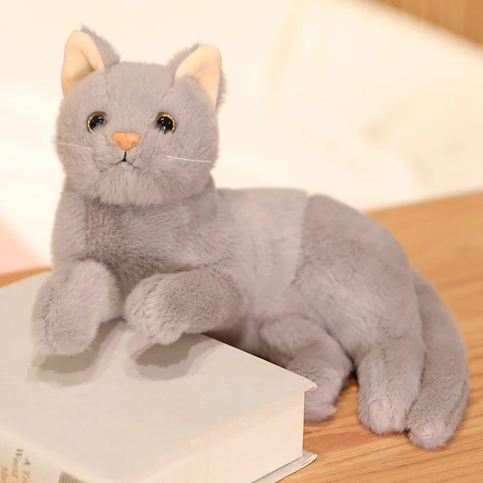 Realistic Loaf Stretch Grey Cat Stuffed Animal Plush Toy-GRAY-30cm-1