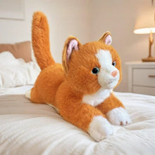 Load image into Gallery viewer, Realistic Orange and White Cat Plushie - Stretching with Pink Nose-2