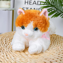 Load image into Gallery viewer, Realistic Orange and White Cat Stuffed Animal - Blue Eyes with Pink Bow-1-20cm-1