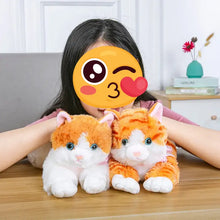 Load image into Gallery viewer, Realistic Orange and White Cat Stuffed Animal - Blue Eyes with Pink Bow-20