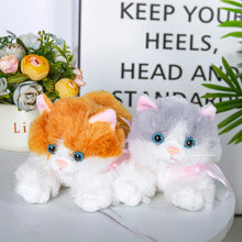 Load image into Gallery viewer, Realistic Orange and White Cat Stuffed Animal - Blue Eyes with Pink Bow-14