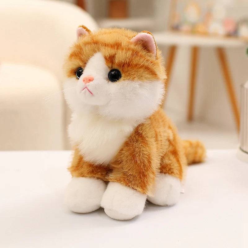 Realistic Orange Striped Tabby Cat Stuffed Animal Plush Toy - Small Size - Sitting Pose - Realistic-Cats-Stuffed Animal-Ginger cat-20cm-1