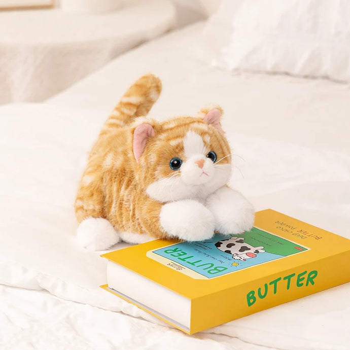 Realistic Orange Striped Tabby Cat Stuffed Animal Plush Toys - Play Pose-Cats-Stuffed Animal-yellow stripe cat-35cm-1