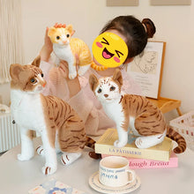 Load image into Gallery viewer, Realistic Orange Tabby and White Cat Plush Toy - Lifelike Sitting Pose-Tabby Cat-4