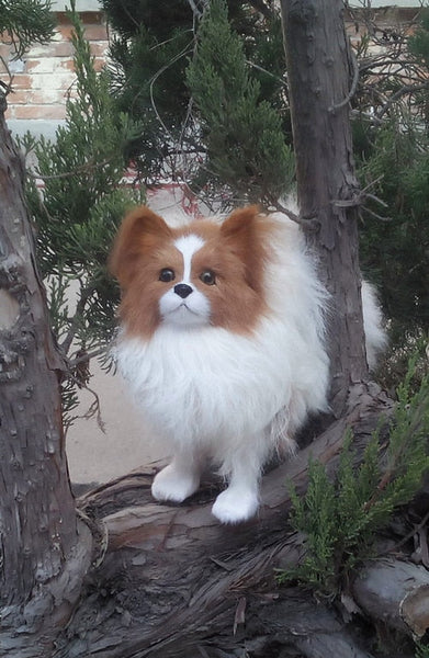 Papillon teddy puppy with butterfly, beautiful toy spaniel stuffed