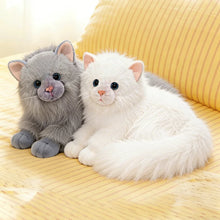 Load image into Gallery viewer, Realistic Persian Cat Plush Toys - Blue and White Coats - Fluffy-Tail Charmers-Stuffed Animals-Cat Memorial Gifts,Cats,Persian Cat,Stuffed Animal-1