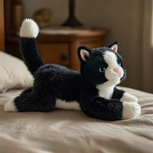 Load image into Gallery viewer, Realistic American Shorthair Cat Plushie - Gray and White - Stretching with Pink Nose-Stuffed Animals-American Shorthair,Cat Memorial Gifts,Cats,Grey and White Cat,Stuffed Animal-4