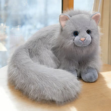 Load image into Gallery viewer, Realistic Siberian Cat Plush Toys - Blue and White Coats - Fluffy-Tail Charmers-Stuffed Animals-Cat Memorial Gifts,Cats,Siberian Cat,Stuffed Animal-gray-30cm-22