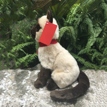 Load image into Gallery viewer, Realistic Sitting Red Collar Siamese Cat Plush Toy-4