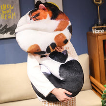 Load image into Gallery viewer, Realistic Sleeping Black and White Cat Pillow - Cosy Curled-Up Cutie-14