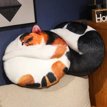 Load image into Gallery viewer, Realistic Sleeping Black and White Cat Pillow - Cosy Curled-Up Cutie-7