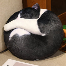 Load image into Gallery viewer, Realistic Sleeping Black and White Cat Pillow - Cosy Curled-Up Cutie-black-45cm-1
