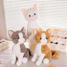 Load image into Gallery viewer, Realistic Tabby Brown and White Cat Plush - Bright-Eyed Sitting Kitty-Stuffed Animals-Cat Memorial Gifts,Cats,Stuffed Animal,Tabby Cat-3