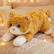 Load image into Gallery viewer, Realistic Tabby Orange and White Cat Plush Toy - Happy Face Blue Eyes Play Pose