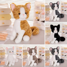 Load image into Gallery viewer, Realistic Tabby Silver and White Cat Plush - Bright-Eyed Sitting Kitty-Stuffed Animals-Cat Memorial Gifts,Cats,Stuffed Animal,Tabby Cat-6