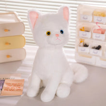 Load image into Gallery viewer, Realistic White Cat Plush - Bright-Eyed Sitting Kitty