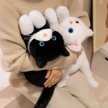 Load image into Gallery viewer, Realistic White Cat Plush Toy - Happy Face Heterochromia Eyes Play Pose