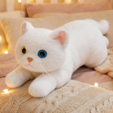 Load image into Gallery viewer, Realistic White Cat Plush Toy - Happy Face Heterochromia Eyes Play Pose
