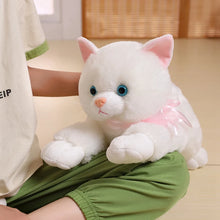 Load image into Gallery viewer, Realistic White Cat Plushie - Lying with Pink Inner Ears-5