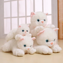 Load image into Gallery viewer, Realistic White Cat Plushie - Lying with Pink Inner Ears-7