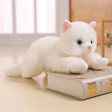 Load image into Gallery viewer, Realistic White Cat Plushie - Lying with Pink Inner Ears-Sounding White-38cm-1