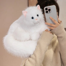 Load image into Gallery viewer, Realistic White Turkish Angora Cat Plush Toy - Fluffy-Tail Charmer-Stuffed Animals-Cat Memorial Gifts,Cats,Stuffed Animal,Turkish Angora-3