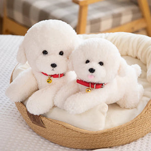 Red Collar Bichon Frise Stuffed Animal Plush Toys-2