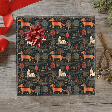 Red Dachshund Countryside Holiday Christmas Gift Wrapping Paper 2 Rolls 360x