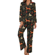 Red Dachshund Countryside Holiday Christmas Pajamas Set for Women-Pajamas-Apparel, Christmas, Dachshund, Dog Mom Gifts, Pajamas-4
