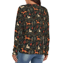 Load image into Gallery viewer, Red Dachshund Countryside Holiday Women&#39;s V-Neck Christmas Sweater-Apparel-Apparel,Christmas,Dachshund,Dog Mom Gifts,Sweater,Sweatshirt-4