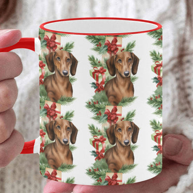 Red Dachshund Holiday Charm Christmas Coffee Mug-White-ONE SIZE-1