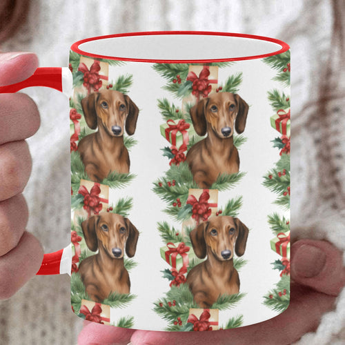 Red Dachshund Holiday Charm Christmas Coffee Mug-White-ONE SIZE-1