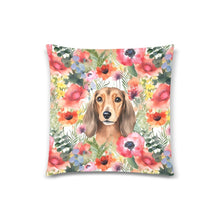 Load image into Gallery viewer, Red Dachshund in Floral Harmony Throw Pillow Cover-Cushion Cover-Dachshund, Home Decor, Pillows-Dachshund-2