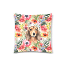 Load image into Gallery viewer, Red Dachshund in Floral Harmony Throw Pillow Cover-Cushion Cover-Dachshund, Home Decor, Pillows-Dachshund-1